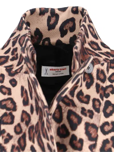 Alberto Biani Long Leopard Print Jacket With Notched Lapel In Animal Print