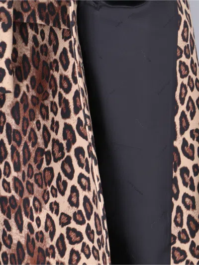 Alberto Biani Long Leopard Print Jacket With Notched Lapel In Animal Print