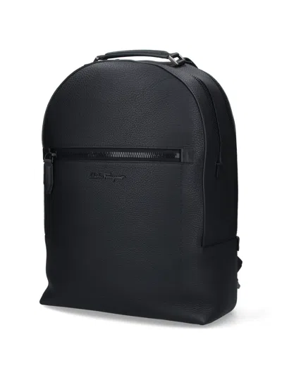 Ferragamo Textured Backpack Adjustable Straps In Black