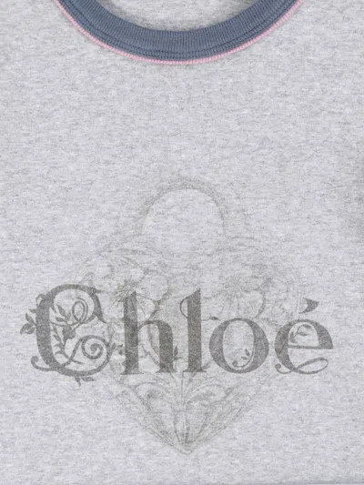 Chloé Baby Fit T-shirt With Logo In Cotton Jersey In Gray