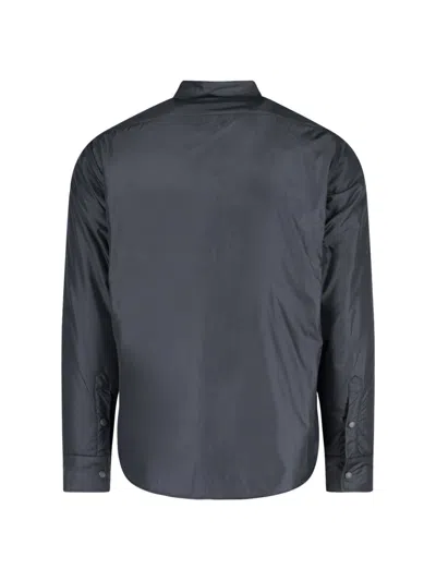 Aspesi Solid Grey Casual Shirt With Traditional Collar And Button-down Front In Black