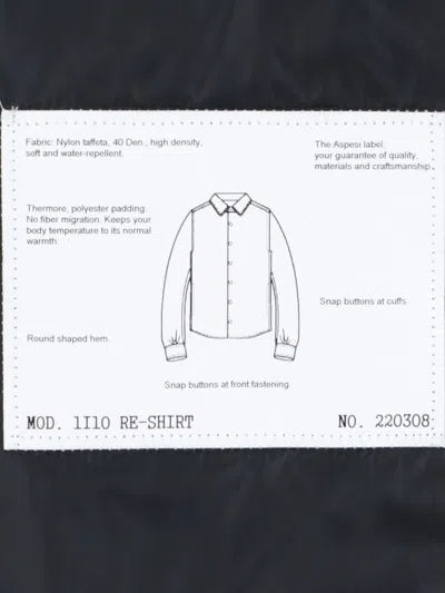 Aspesi Solid Grey Casual Shirt With Traditional Collar And Button-down Front In Black