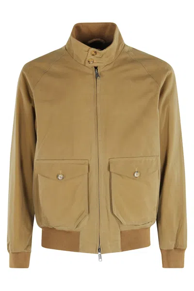 Baracuta Fleece-lined Brown Bomber Jacket With Flap Pockets In Brown