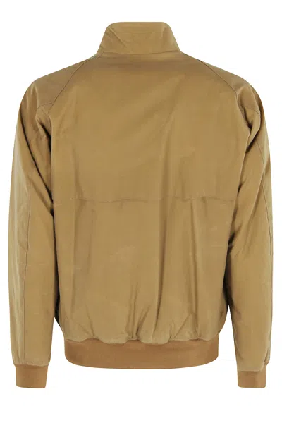 Baracuta Fleece-lined Brown Bomber Jacket With Flap Pockets In Brown