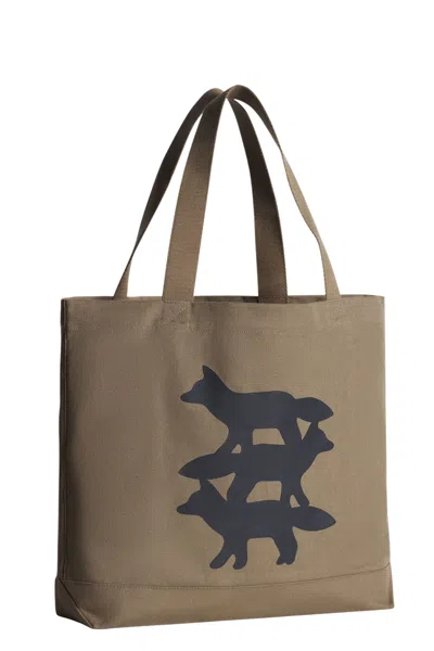 Maison Kitsuné Maison Kitsun Stunt Foxe Tote In Brown