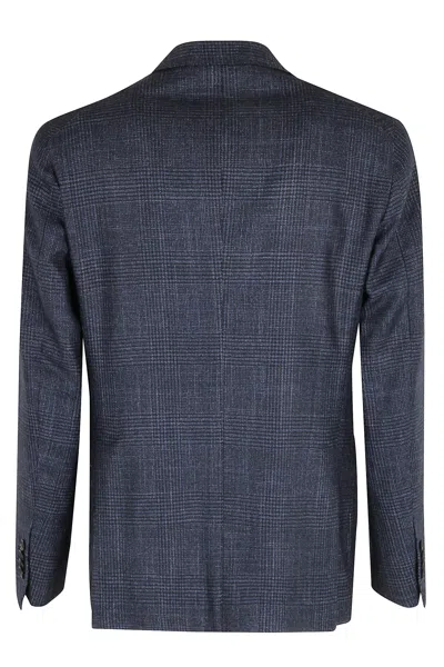 Tagliatore Spear Lapel Single-breasted Tailored Blazer In Wool-silk Blend In Blue