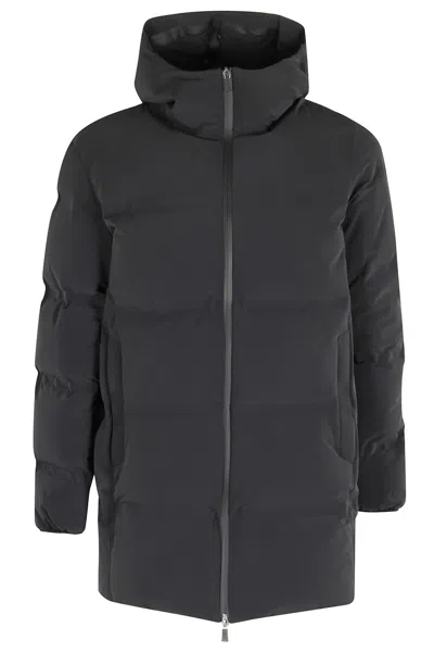 Herno Impact Quilted Down Jacket With Hood And Two-way Zipper In Gray