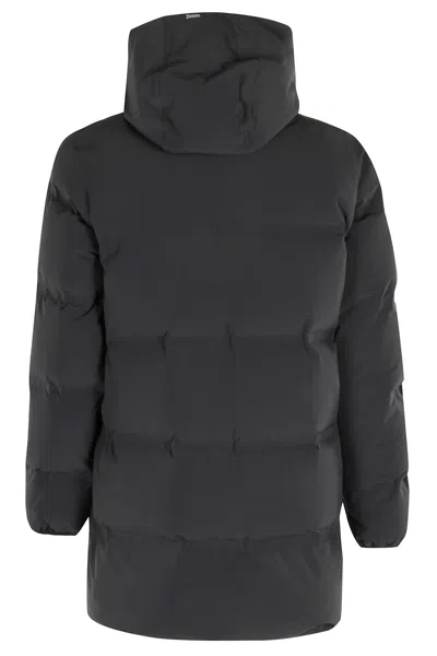 Herno Impact Quilted Down Jacket With Hood And Two-way Zipper In Gray