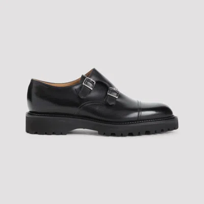 John Lobb Double Monk Strap Smooth Cap Toe Shoes In Black