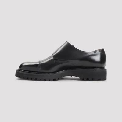 John Lobb Double Monk Strap Smooth Cap Toe Shoes In Black