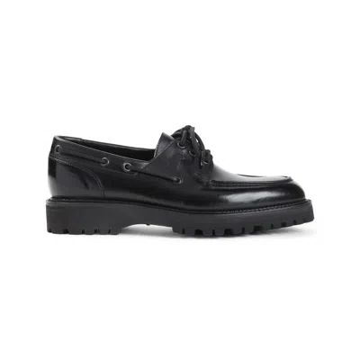 John Lobb Black Tide Dew Hide Hilly Calf Leather Derbies In Black