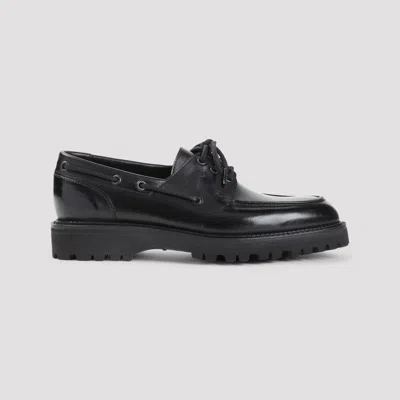 John Lobb Black Tide Dew Hide Hilly Calf Leather Derbies In Black