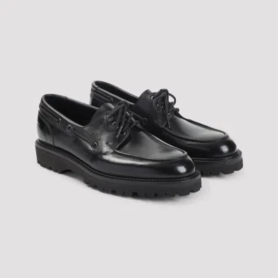 John Lobb Black Tide Dew Hide Hilly Calf Leather Derbies In Black