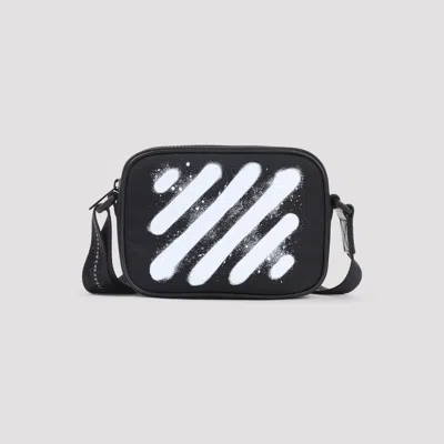 Off-white Black And White Diag Spray Polyamide Camera Bag In Black