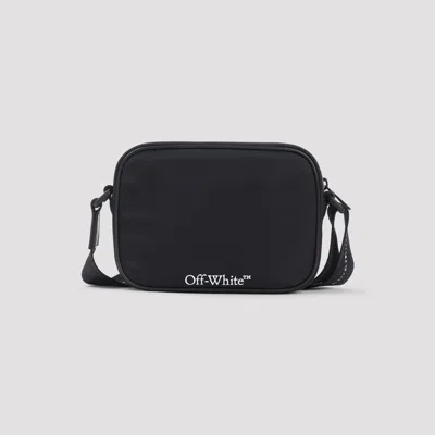 Off-white Black And White Diag Spray Polyamide Camera Bag In Black