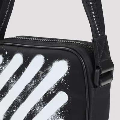Off-white Black And White Diag Spray Polyamide Camera Bag In Black