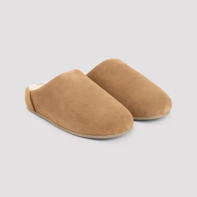 Ugg Slip-on Sandals With Smooth Suede Exterior In Brown