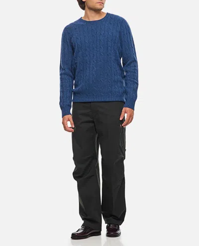 Polo Ralph Lauren Cotton Jumper With Cable Knit Design In Blue