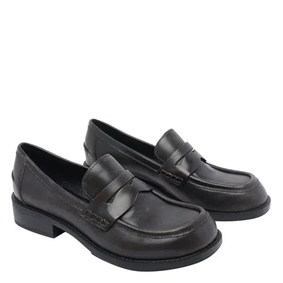 Ash Penny Leather Loafers In Black