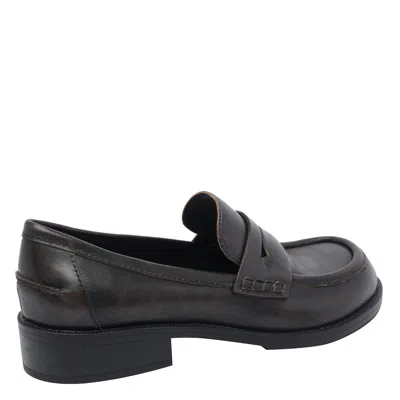 Ash Penny Leather Loafers In Black