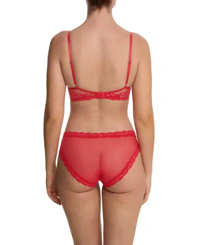 Natori Women's Feathers Lace Contour Underwire Plunge Bra 730023 In Red