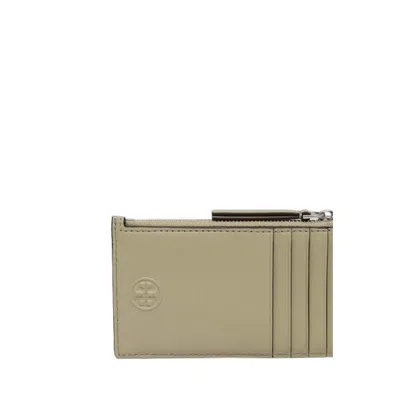 Tory Burch Fleming Soft Diamond-quilted Card Case In Green