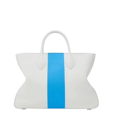 Ferragamo Striped Leather Tote Bag In Gray