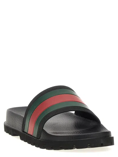 Gucci Pantoletten Mit Webdetail In Black