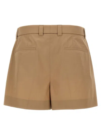 Gucci Tailored Cotton Shorts With Pockets And Pleats In Neutral
