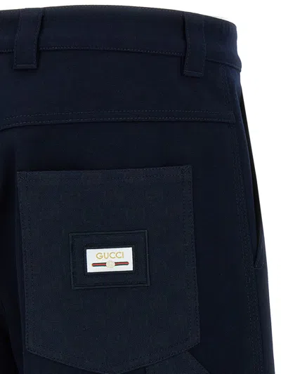 Gucci Blue Cotton Pants In Blue