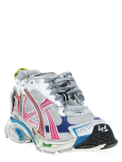 Balenciaga Mesh And Nylon Multicolor Worn-out Effect Runner Sneakers Shoes In Multi