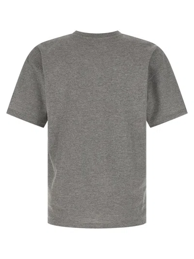 Saint Laurent Grey Crewneck T-shirt With Cassandre Embroidery In Cotton Man In Gray