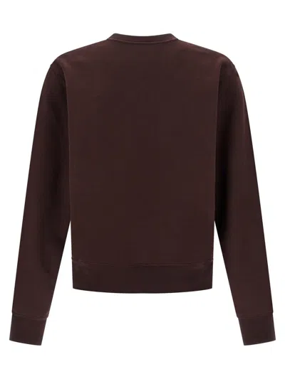 Saint Laurent Cassandre Embroidered Sweatshirt In Brown
