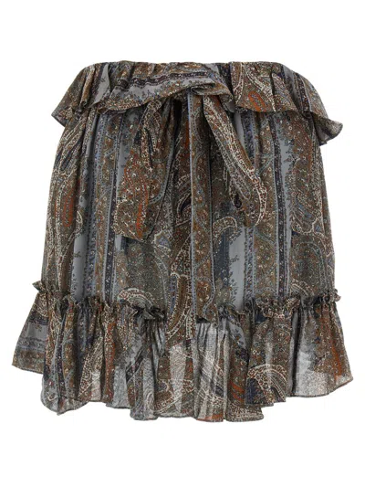 Saint Laurent All Over Print Skirt In Multi