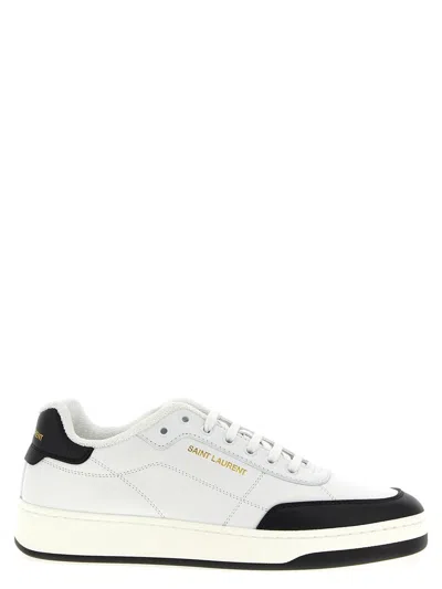 Saint Laurent White And Black Leather Sneakers In Multi