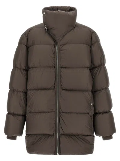 Rick Owens Turtle Zip-front Padded Coat In Brown