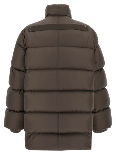 Rick Owens Turtle Zip-front Padded Coat In Brown