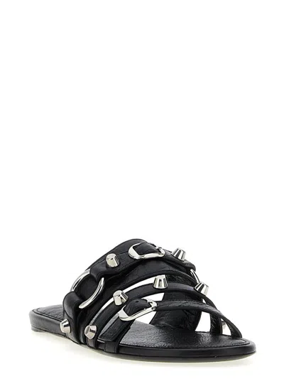 Balenciaga City Flat Sandals In Black
