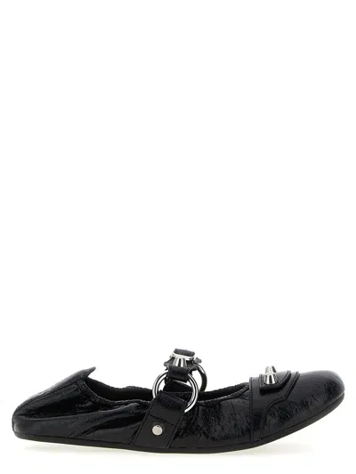 Balenciaga City Nappa Leather Ballet Flats In Black