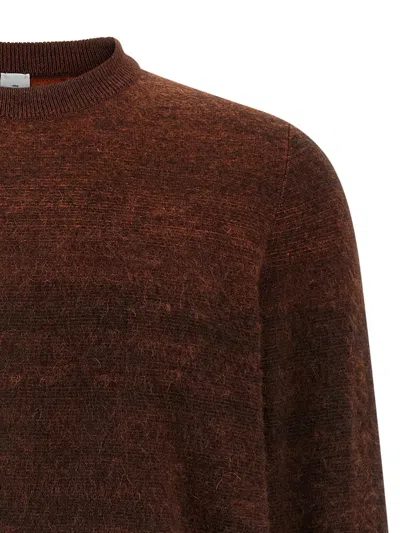 Berluti Ribbed Knit Sweater Textured Fabric In Brown