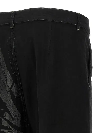 Rick Owens Joris Black Pants With Distressed Details In Black