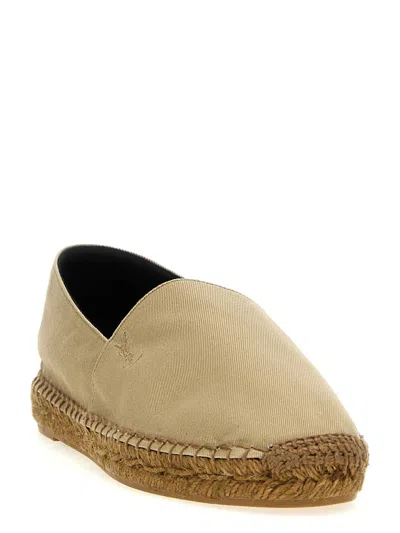 Saint Laurent Cotton Ysl Slip-on Espadrilles In Brown