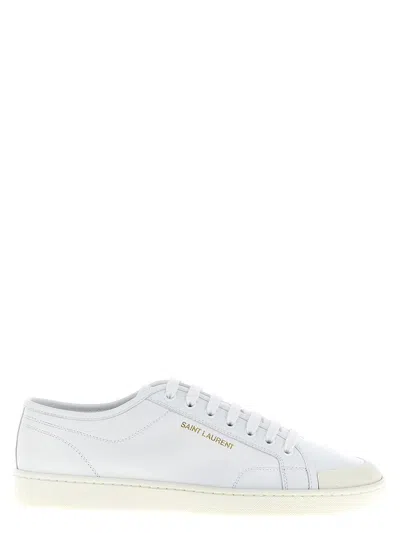 Saint Laurent Gym Low Logo-print Leather Sneakers In White