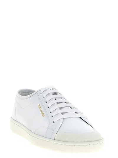 Saint Laurent Gym Low Logo-print Leather Sneakers In White