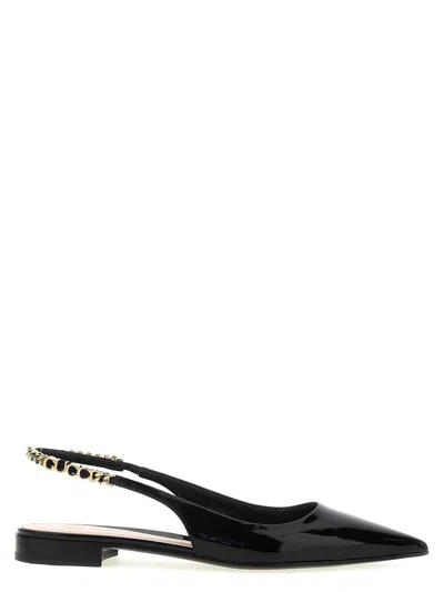 Gucci Signoria Pointed Ballet Flats In Patent Leather In Black
