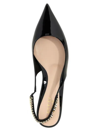 Gucci Signoria Pointed Ballet Flats In Patent Leather In Black