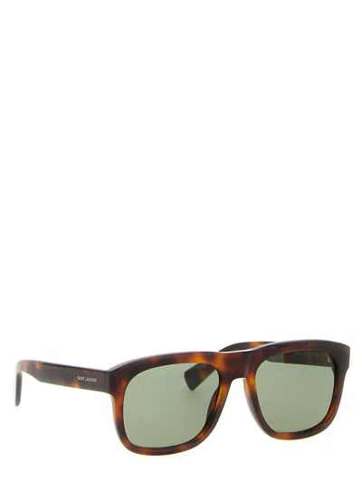Saint Laurent Rectangular Frame Tortoiseshell Sunglasses In Brown