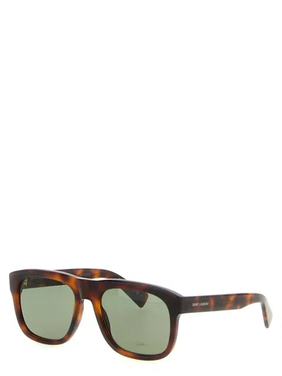 Saint Laurent Rectangular Frame Tortoiseshell Sunglasses In Brown