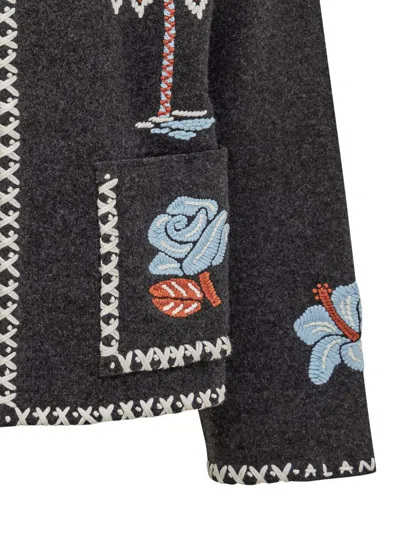 Alanui Giacca Remember Me In Lana Grigio Scuro In Black