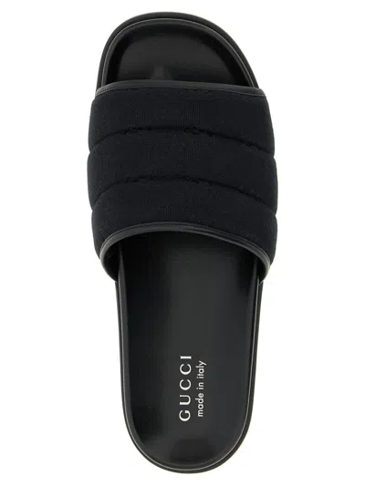 Gucci Gg-patterned Padded Slide Sandals In Black